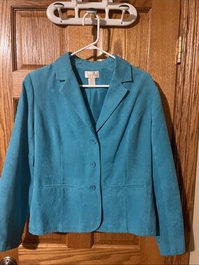 Studio Works Turquoise Faux Suede Blazer